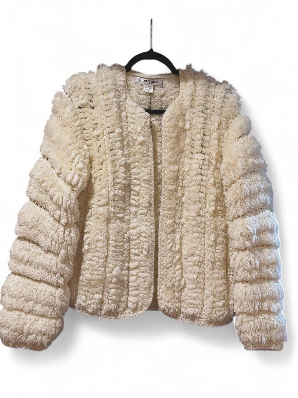Vintage Crochet Chunky knit Sweater Jacket Cardigan by Le Sweater